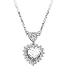 Sirius Pırlanta Pırlanta ve Kalp Beyaz Topaz Taşlı Anturaj Kolye 0415P0080