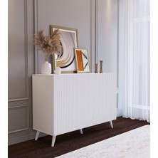 Suba Home Minimalist Tasarımıyla Göz Kamaştıran Avangart Çıtalı 120 Cm'lik  Konsol Beyaz