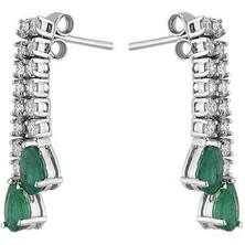 Sirius Pırlanta Pırlanta ve Damla Zümrüt Taşlı Su Yolu Küpe 0406E0001