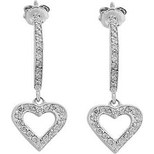 Sirius Pırlanta Pırlanta Taşlı Sallantılı Kalp Küpe 0403E0009