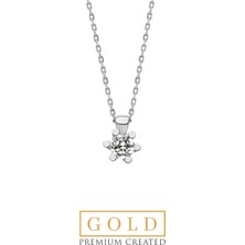 So CHIC Beyaz Altın Sertifikalı Premium Created Taşlı Tektaş Kolye