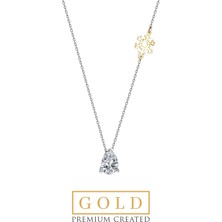 Starflake 8 Ayar Beyaz Altın Premium Created Taşlı Kartanesi Tektaş Kolye