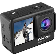 Starry Hd 4K 60FPS Çift Renkli Ekran Dokunmatik Ekranlı Aksiyon Kamerası - Siyah (Yurt Dışından)