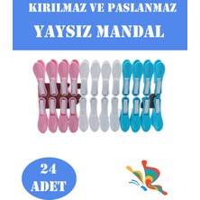 Fafatara Çamaşır Mandalı Yaysız Iz Yapmayan Plastik Mandal 24 Adet