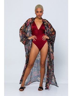 Exclusive Pole Çiçek Desen Kimono