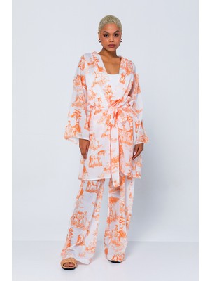 Exclusive Pole Figürlü Desen Kimono