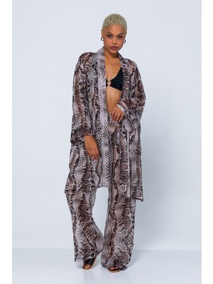 Exclusive Pole Yılan Desen Kimono