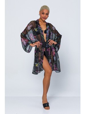 Exclusive Pole Çiçek Desen Kimono