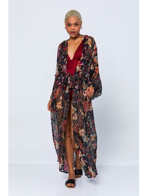 Exclusive Pole Çiçek Desen Kimono