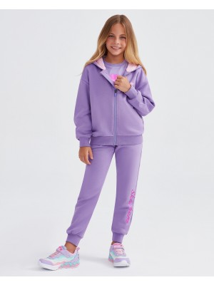 Skechers G Heavy Weight Fleece Printed Suit Track Suit Büyük Kız Çocuk Mor Eşofman Takımı Sk232133-505
