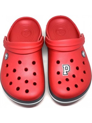 Paqpa Crocs 1137 Terlik Süsü Siyah Beyaz Harf P