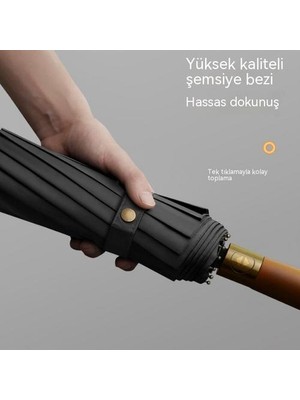 Qixun 10 Kemik Otomatik Şemsiye Masif Ahşap Kulp (Yurt Dışından)