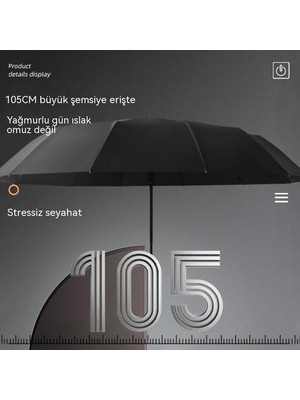 Qixun 10 Kemik Otomatik Şemsiye Masif Ahşap Kulp (Yurt Dışından)