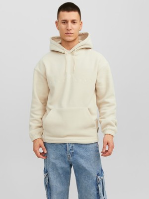 Jack & Jones Jorsilverlake Fleece Hood Erkek Bej Sweatshirt 12242470-Beige