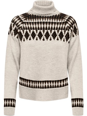 Only Tam Balıkçı Bej Kadın Kazak 15294779