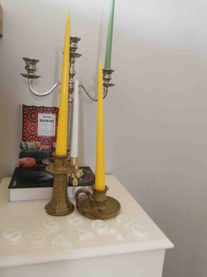 Iv Candles Candlestick 3'Lü Sarı Büyük Boy Şamdan Mumu