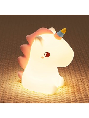 Teotake Unicorn Çocuk Gece Lambası, Kawaii Bebek Gece Lambası, Bebek Odası LED Başucu Lambası, USB Silikon Bakım Işığı (Yurt Dışından)