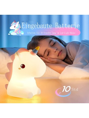 Teotake Unicorn Çocuk Gece Lambası, Kawaii Bebek Gece Lambası, Bebek Odası LED Başucu Lambası, USB Silikon Bakım Işığı (Yurt Dışından)