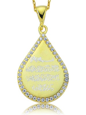 Mevafa 925 Ayar Gümüş Damla Nazar Duası Kadın Gümüş Kolye