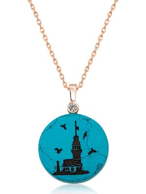 Mevafa ​925 Ayar Gümüş Kız Kulesi Manzaralı Kadın Gümüş Kolye