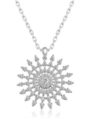 Mevafa 925 Ayar Gümüş Güneş Kadın Gümüş Kolye