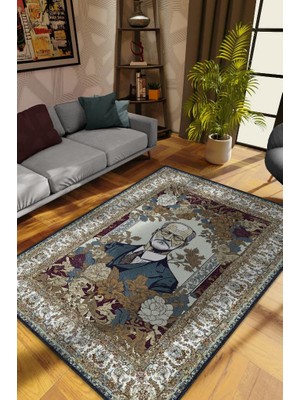 Homshtag Freud ,Modern Çiçek Desenli Art Deco Vintage Halı,Çok Renkli Maksimalist Halı