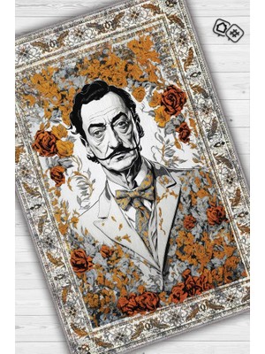 Homshtag Salvador Dali ,Modern Çiçek Desenli Art Deco Vintage Halı,Çok Renkli Maksimalist Halı