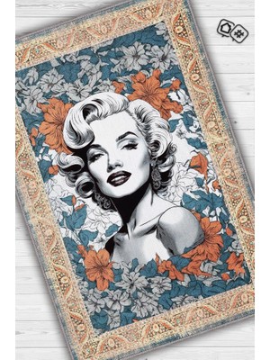 Homshtag Marilyn Monroe,Modern Çiçek Desenli Art Deco Vintage Halı,Çok Renkli Maksimalist Halı