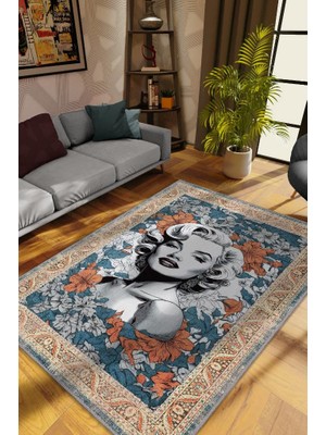 Homshtag Marilyn Monroe,Modern Çiçek Desenli Art Deco Vintage Halı,Çok Renkli Maksimalist Halı