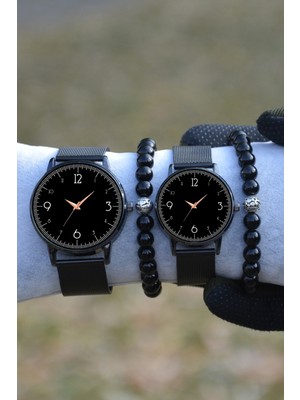 Stony Çift Saatleri Sevgili Çift Kol Saatleri Siyah Hasır Kordon Bay Bayan Bileklikli Sevgililer Günü