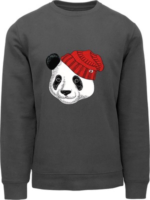 Ada Bebek Çocuk Oversize Şapkalı Panda Baskılı Çocuk Sweatshirt