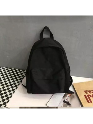 Suluklu Düz Siyah Okul Sırt Çantası