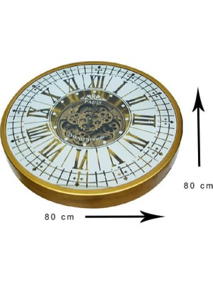 Mevafa Yuvarlak Roma Rakamlı Goldoksit Çarklı Metal Duvar Saati