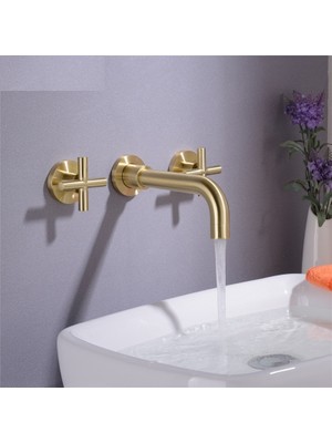 Banyo Lavabo Bataryası Ankastre Mat Gold 3'lü Set Yeni 5 Yıl Garantili+Sıva Altı Dahil