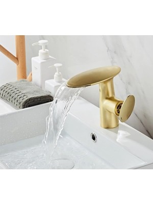 Banyo Lavabo Bataryası Şelale Tasarım Mat Gold Renk Yeni