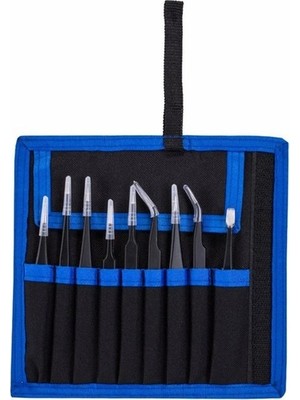 Terra Antistatik Esd Cımbız Seti Tweezer Paslanmaz Çelik 9 Parça Cımbız Set 9