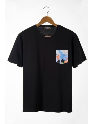 Terapi Men Erkek Siyah Bisiklet Yaka Cepli Oversize T-Shirt 22Y-3400762-33