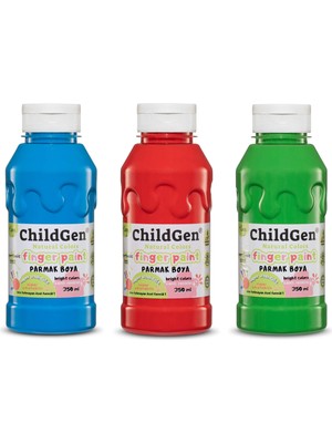 Childgen Süper Yıkanabilir 3'lü Parmak Boya Seti (Mavi-Yeşil-Kırmızı) (3X350ML)