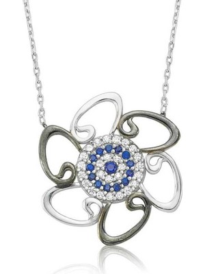 Gumush Gümüş Nazarlı Vav Kadın Kolye