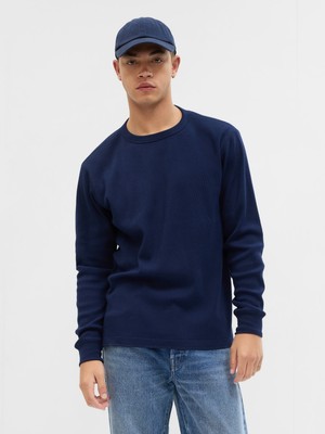 Gap Waffle Örgü Bisiklet Yaka T-Shirt