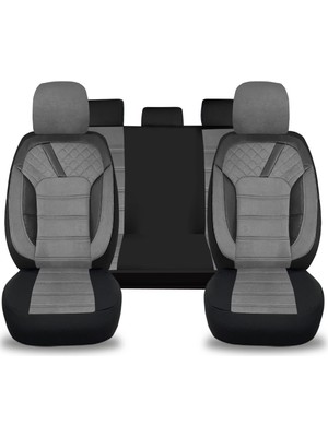 Minderland K2 - Fiat Linea ile Uyumlu Koltuk Kılıfı, Tam Takım/tay Tüyü/gri-Siyah