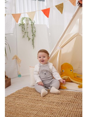 Minycenter Erkek Bebek Salopet Set Gri