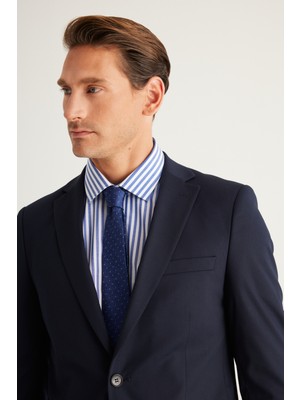 ALTINYILDIZ CLASSICS Erkek Lacivert Slim Fit Dar Kesim Mono Yaka Takım Elbise