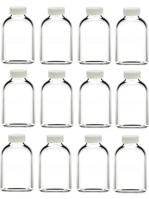 JUNİBELİW 12 Adet Cam Kavanoz Oda Kokusu Şişesi Küçük Vazo Kapaklı 50 ml