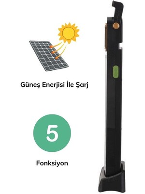 Demdem Go 5 Fonksiyonlu Güneş Enerjisi Ile Şarj Olabilen 48 Ledli Işıldak,aydınlatma PR-3838 (1055)