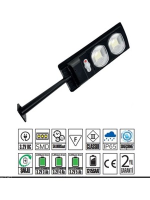 Nusrat Bilişim Horoz Compact 20W LED Solar Sokak Armatürü 230LM 6400K Smd LED Beyaz Işık Su Geçirmez (12-15 Saat)