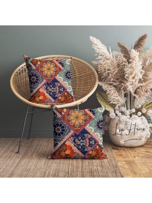 Lia Store Etnik Desenli Çift Taraflı Dekoratif 2'li Kırlent Kılıfı Seti