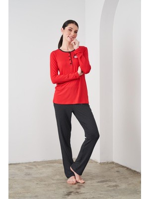 Pjs 24532 Kadın Patlı Puanlı Pijama Takım