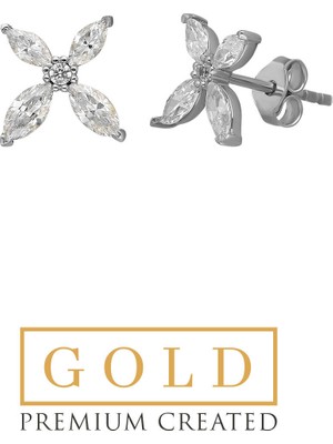 So CHIC Beyaz Altın Sertifikalı Premium Created Markiz Taşlı Küpe