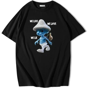 BRZ Collection Unisex Oversize Smurf Cat We Live We Love We Lie T-Shirt
